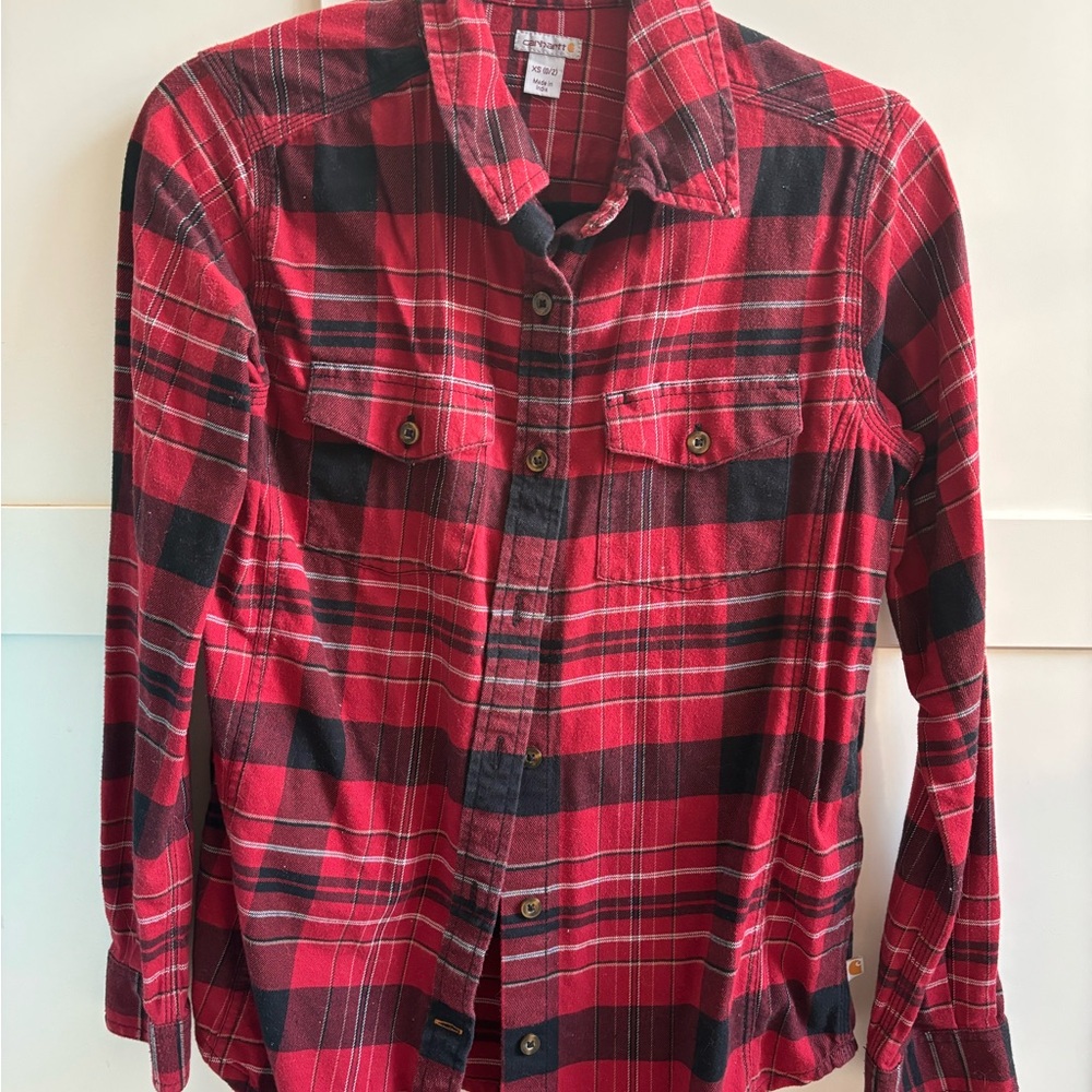 Woman’s Carhartt Red and Black Checkered Flannel